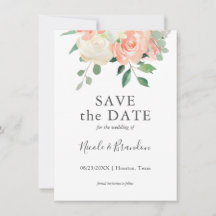 Peach Wassercolor Floral Wedding Save the Date
