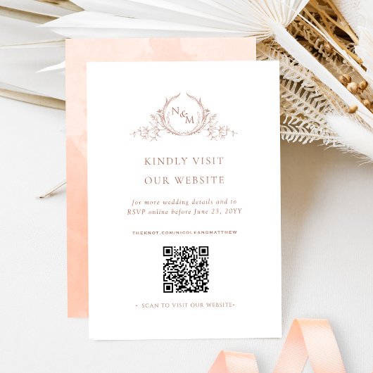 Peach Wassercolor Monogram QR Code/UAWG Online Begleitkarte