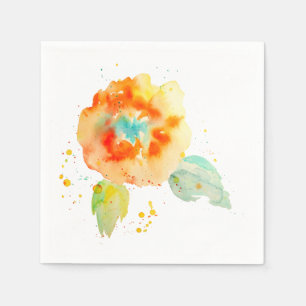 Peach Wassercolor Poppy Serviette