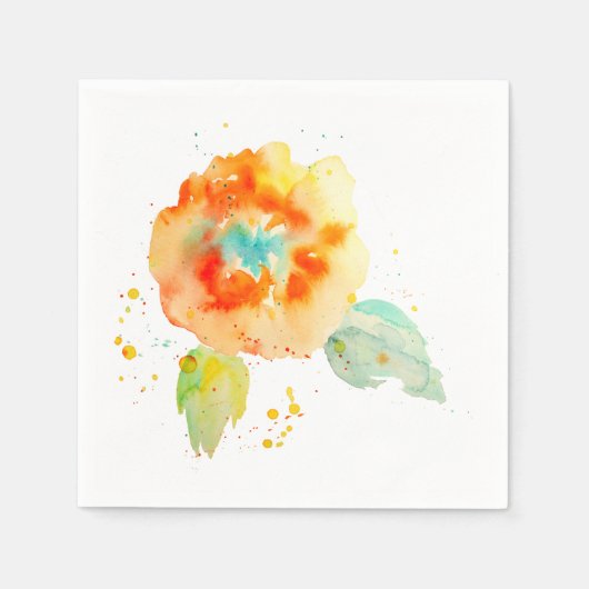 Peach Wassercolor Poppy Serviette (Vorderseite)