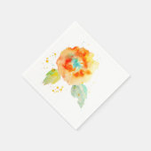 Peach Wassercolor Poppy Serviette (Ecke)
