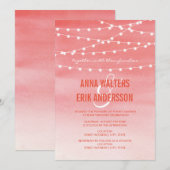 Peach Wassercolor String Lights Einladung (Vorne/Hinten)