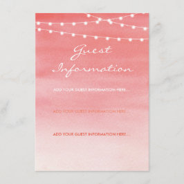 Peach Wassercolor String Lights Gastinformation Begleitkarte