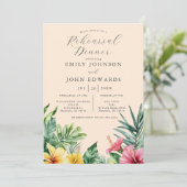 Peach Wassercolor Tropische Blume Probe Abendessen Einladung (Stehend Vorderseite)