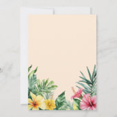 Peach Wassercolor Tropische Blume Probe Abendessen Einladung (Rückseite)