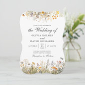 Peach Wassercolor Wildblume Meadow Wedite Einladun Einladung (Stehend Vorderseite)