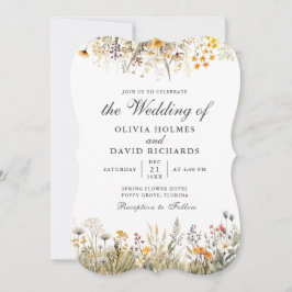 Peach Wassercolor Wildblume Meadow Wedite Einladun Einladung