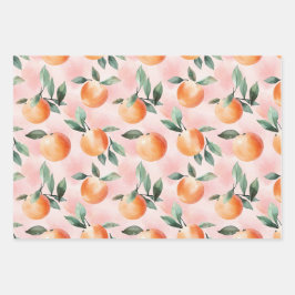 Peach Wassercolor Wrapping Paper Geschenkpapier Set