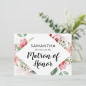 Peach Wasserfarbe Matron of Honorar Vorschlag Card (Stehend Vorderseite)