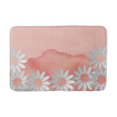 Peach Wasserfarbe und weiße Blume Badematte (Vorderseite)