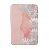 Peach Wasserfarbe und weiße Blume Badematte (Vorderseite Vertikal)
