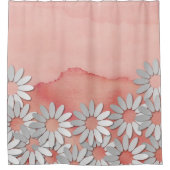 Peach Wasserfarbe und weiße Blume Duschvorhang (Vorderseite)