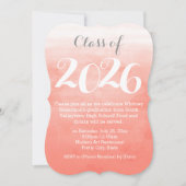 Peach Watercolor 2019 Graduation Party Einladung (Vorderseite)