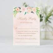 Peach Watercolor and Floral Wedding RSVP (Stehend Vorderseite)