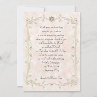 Peach Watercolor Bat Mitzvah Einladung