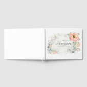 Peach Watercolor Blume Elegante Hochzeit Gästebuch (Voll)