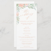 Peach Watercolor Blume Wedding Program Programm (Vorne/Hinten)