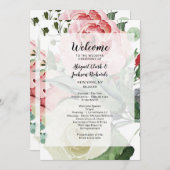 Peach Watercolor Blumenmuster Hochzeit Programm (Vorne/Hinten)