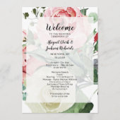 Peach Watercolor Blumenmuster Hochzeit Programm (Vorderseite)