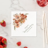 Peach Watercolor Blumenstuhl Grüne Bridal Luncheon Serviette (Beispiel)