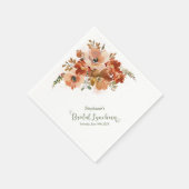 Peach Watercolor Blumenstuhl Grüne Bridal Luncheon Serviette (Ecke)