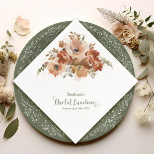 Peach Watercolor Blumenstuhl Grüne Bridal Luncheon Serviette