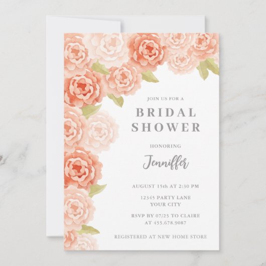 PEACH WATERCOLOR BRAUTPARTY EINLADUNG (Vorderseite)