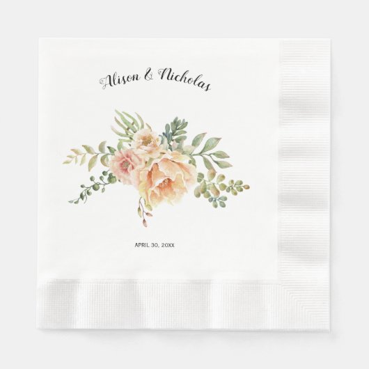 Peach watercolor cactus Blume Blumenhochzeit Serviette (Vorderseite)