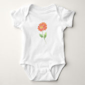 Peach Watercolor Daisy Baby Strampler (Vorderseite)