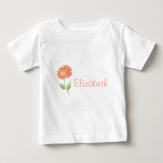 Peach Watercolor Daisy Baby T-shirt (Vorderseite)