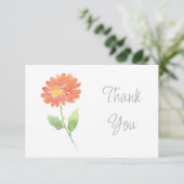 Peach Watercolor Daisy Dankeskarte (Stehend Vorderseite)