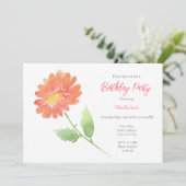 Peach Watercolor Daisy Einladung (Stehend Vorderseite)