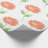 Peach Watercolor Daisy Geschenkpapier (Ecke)