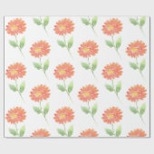 Peach Watercolor Daisy Geschenkpapier (Flach)