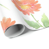 Peach Watercolor Daisy Geschenkpapier (Rolleneckpunkt)