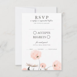 Peach Watercolor Dandelion Wedding RSVP Karte