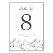 Peach Watercolor Dandelion Wedding Table Card Tischnummer (Rückseite)