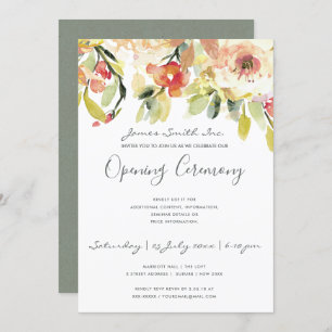 PEACH WATERCOLOR FLORAL GRAND ÖFFNUNGSZEREMONIE EINLADUNG