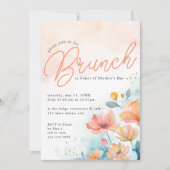 Peach Watercolor Floral Modern Mother Day Brunch Einladung (Vorderseite)