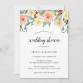 Peach Watercolor Floral Paare Polterabend Einladung (Vorderseite)