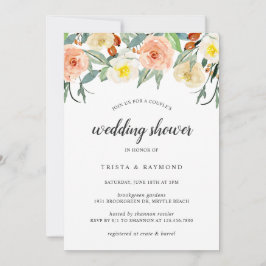 Peach Watercolor Floral Paare Polterabend Einladung