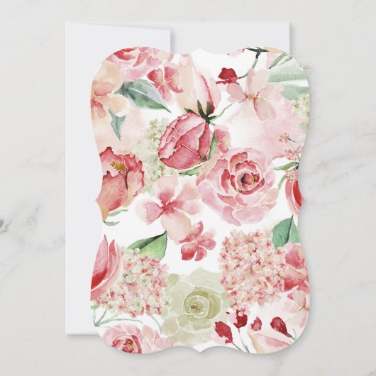 Peach Watercolor Floral Paare Polterabend Einladung (Rückseite)