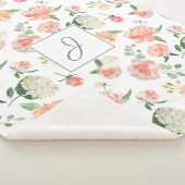 Peach Watercolor Floral Pattern with Monogram Sherpadecke (3/4)