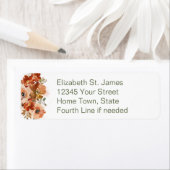 Peach Watercolor Floral Sage Green Rücksendeadress (Insitu)