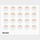 Peach Watercolor Floral Wedding Danke Sticker