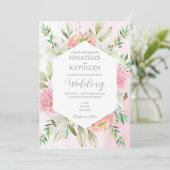 Peach Watercolor Floral Wedding Invitation Einladung (Stehend Vorderseite)