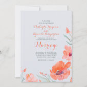 Peach Watercolor Florals Sommerhochzeiten Einladun Einladung (Vorderseite)