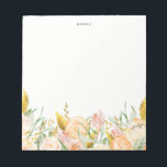 Peach Watercolor Flowers with Gold Foil Foliage Notizblock<br><div class="desc">Add brightness and sparkle to your office with this floral notepad. It feys watercolor peach flowers with Gold Foil leaves.</div>