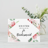 Peach Watercolor Jr. Bridesmaid Vorschlag Card (Stehend Vorderseite)