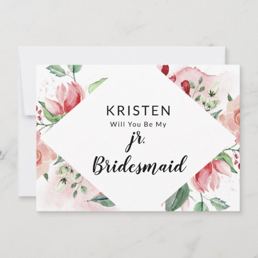 Peach Watercolor Jr. Bridesmaid Vorschlag Card (Vorderseite)